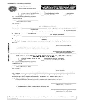 comelec.gov.ph CEF1 D Application for Change .